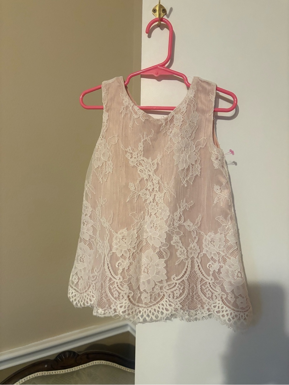 Max Studio Light Pink Lace Overlay Tank Top for Girls